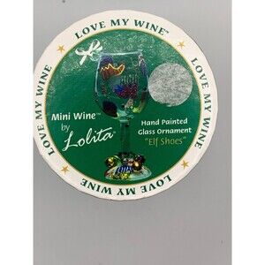 mini wine by lolita hand painted glass ournament elf shoes New